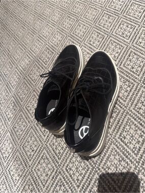 The Wishbone Black Women’s Croc  Lace-Up Platform Sneakers